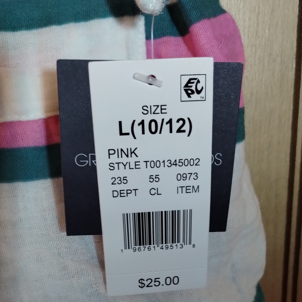 Grayson Threads Pink and Green Striped Matching Set Girls 10-12 NWT - Picture 2 of 6